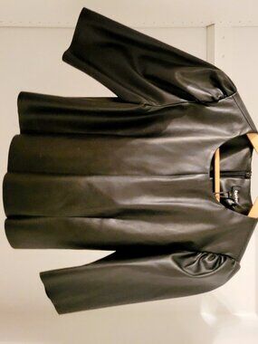 DONNA KARAN New York DKNY Faux Leather Black Top Size Small *BRAND NEW*
